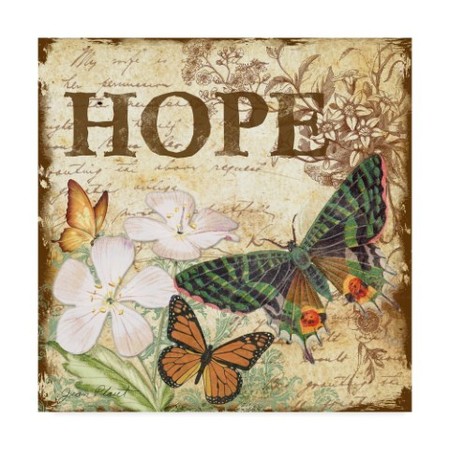 TRADEMARK FINE ART Jean Plout 'Inspirational Butterflies Hope' Canvas Art, 14x14 ALI37474-C1414GG